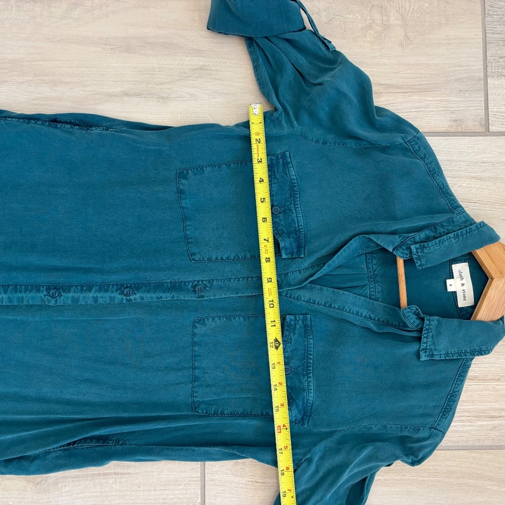 Cloth & Stone button-front maxi shirt dress in a teal blue , Size Small, western - Picture 8 of 11